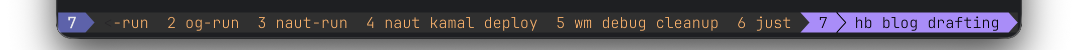 After: tmux status bar with descriptive window names